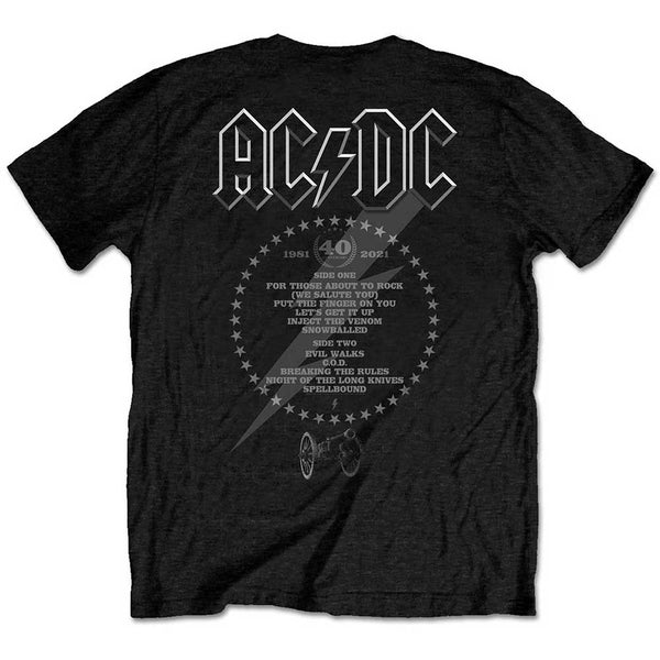 AC/DC | Official Band T-Shirt | FTATR 40th Monochrome (Back Print)