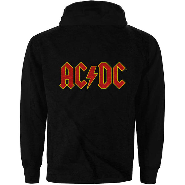 AC/DC Ladies Zipped Hoodie: Logo (Back Print)