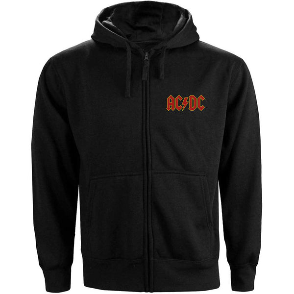 AC/DC Ladies Zipped Hoodie: Logo (Back Print)