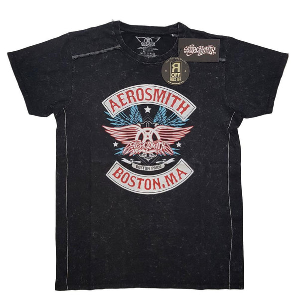 Aerosmith Unisex Snow Wash Tee: Boston Pride