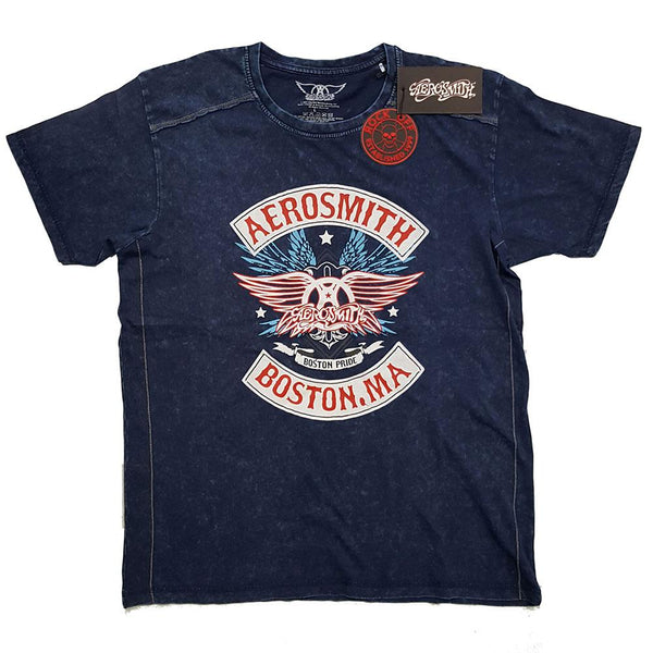 Aerosmith Unisex Snow Wash Tee: Boston Pride