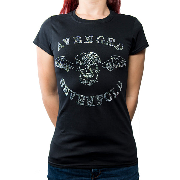 Avenged Sevenfold Ladies Fashion T-Shirt: Death Bat (Diamante)