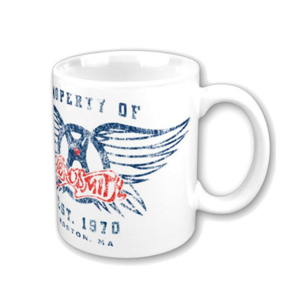 Aerosmith Gift Set with boxed coffee mug, keychain and woven patch