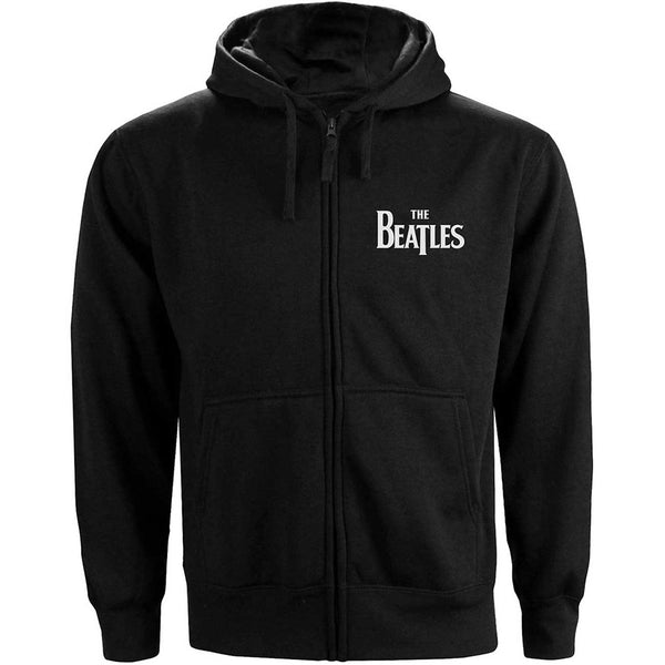 The Beatles Ladies Zipped Hoodie: Drop T Logo (Back Print)