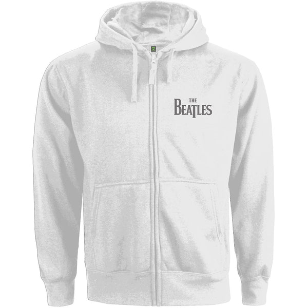 The Beatles Ladies Zipped Hoodie: Drop T Logo (Back Print)