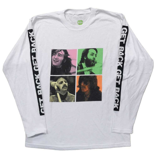 The Beatles Unisex Long Sleeved T-Shirt: Get Back Studio Shots (Sleeve Print)