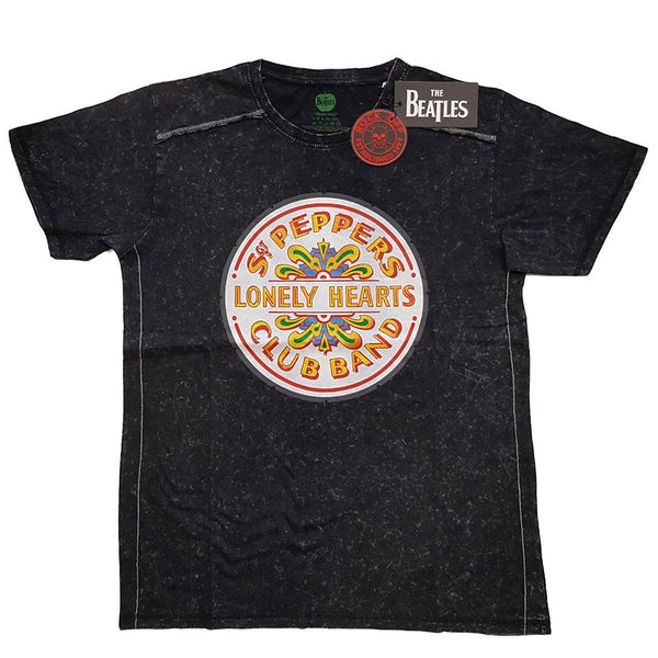 The Beatles Unisex Snow Wash Tee: Sgt Pepper Drum