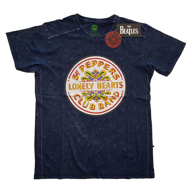 The Beatles Unisex Snow Wash Tee: Sgt Pepper Drum