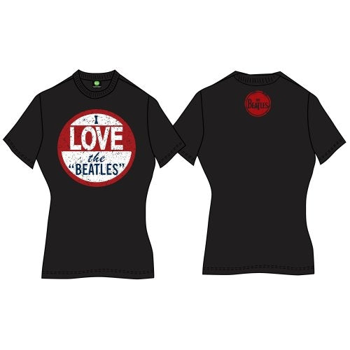 The Beatles Ladies Premium T-Shirt: I Love The Beatles (Back Print)