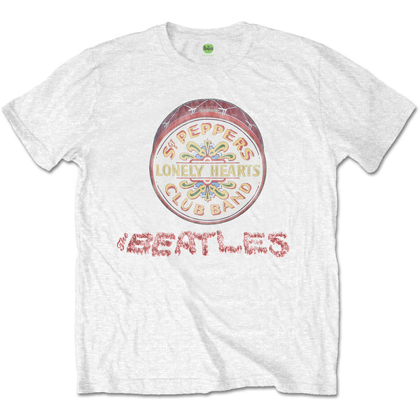 The Beatles | Official Band T-Shirt | Flowers Logo & Drum