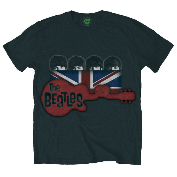 The Beatles Unisex Premium T-Shirt: Guitar & Flag
