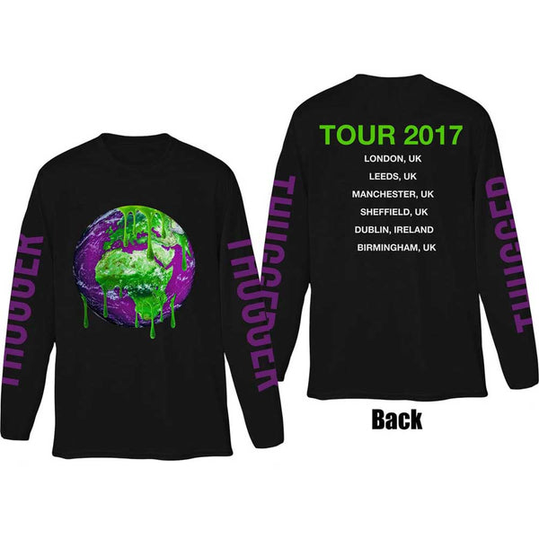 Young Thug Unisex Long Sleeved T-Shirt: Thugger Globe (Back & Sleeve Print)