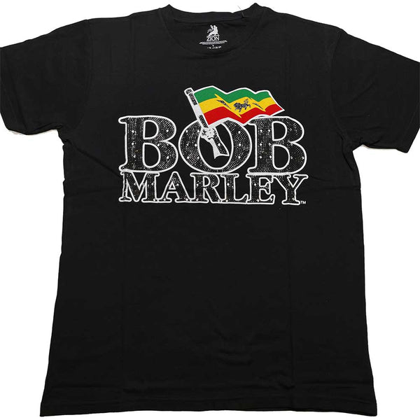 Bob Marley | Official Band T-Shirt | Flag Logo (Diamante)