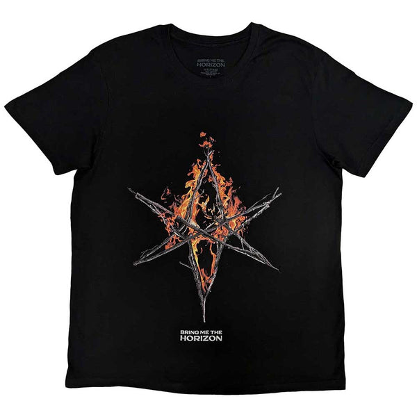 Bring Me The Horizon | Official Band T-shirt | Flame Hex & Text Logo