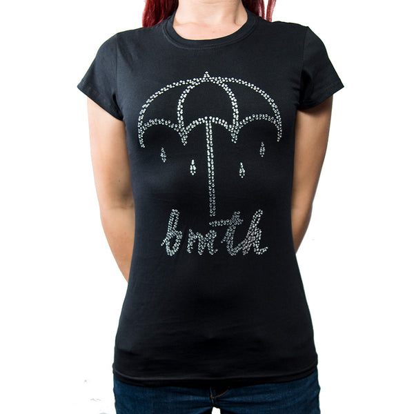 SALE Bring Me The Horizon Ladies Fashion T-Shirt: Umbrella (Diamante) 40% OFF