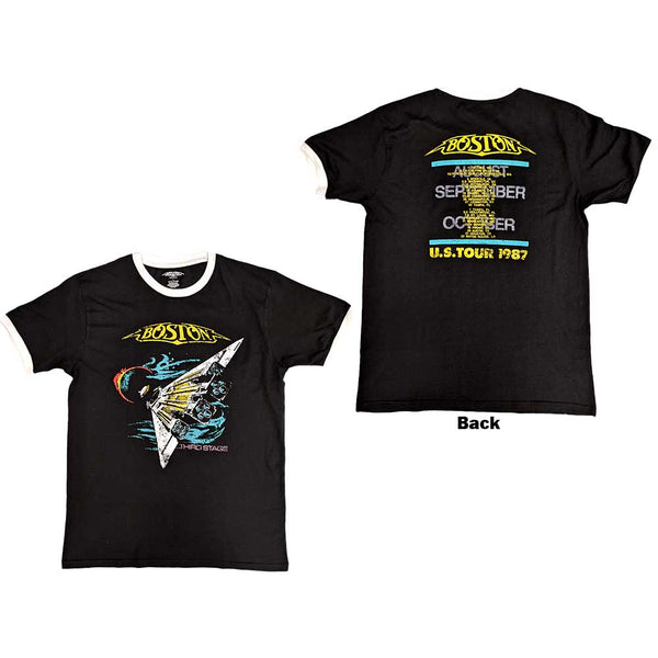 Boston | Official Band Ringer T-shirt | US Tour '87 (Back Print)