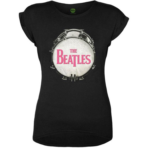 The Beatles Ladies Fashion T-Shirt: Drum with Glitter Print Application