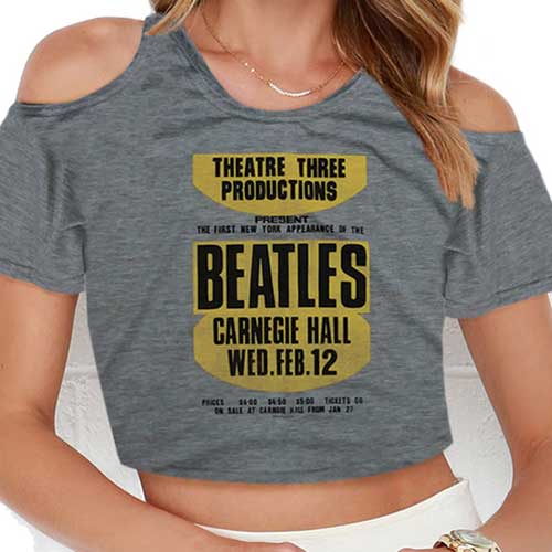 The Beatles Ladies Fashion T-Shirt: Carnegie Hall with Cropped Styling and Cut-outs