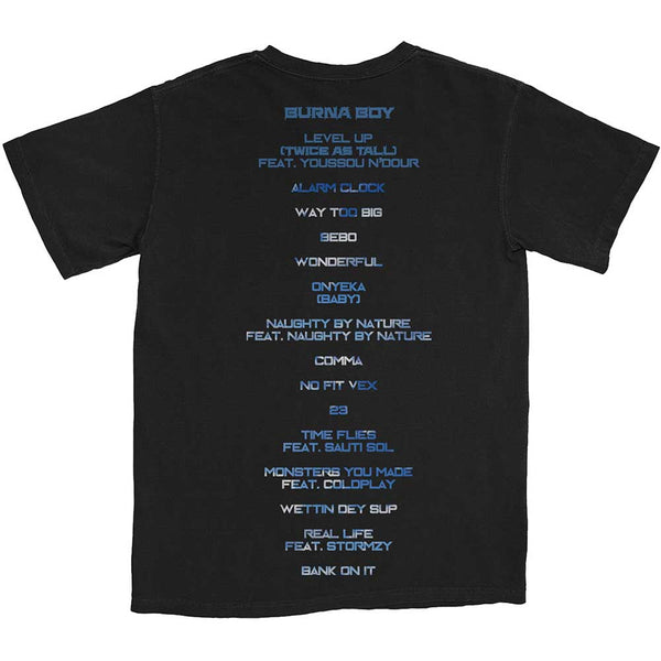 Burna Boy | Official Band T-Shirt | Album Tracks (Back Print)