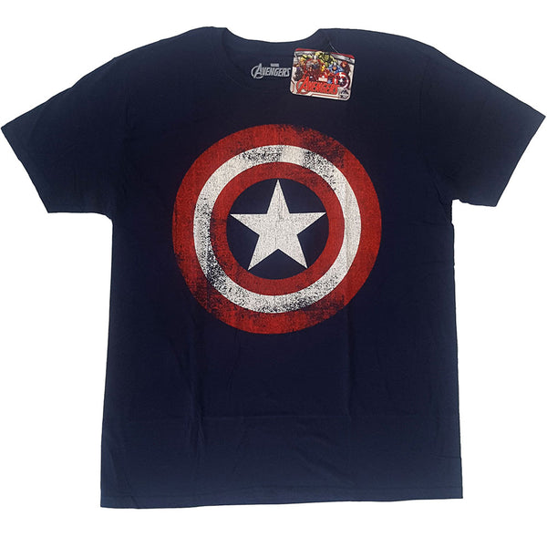 Marvel Comics Unisex T-Shirt: Captain America Distressed Shield