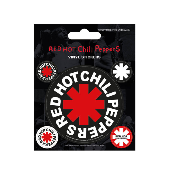 Red Hot Chili Peppers Gift Set with Draw-string bag, metal Keychain, 2 x Vinyl Sticker Pack and 2 x Woven Keychain