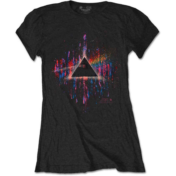 Pink Floyd Ladies Tee: Dark Side of the Moon Pink Splatter