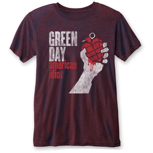 Green Day Unisex Fashion T-Shirt: American Idiot Vintage (Burn Out)