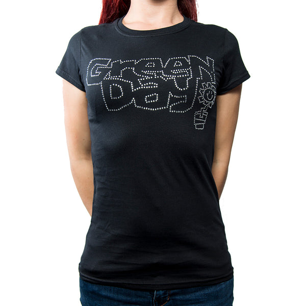 Green Day Ladies Fashion T-Shirt: Flower Pot (Diamante)