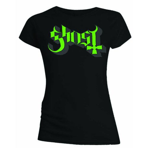 Ghost Ladies T-Shirt: Green/Grey Keyline Logo (Skinny Fit)
