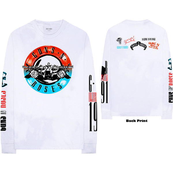 Guns N' Roses Unisex Long Sleeved T-Shirt: Motorcross Logo (Back & Arm Print)