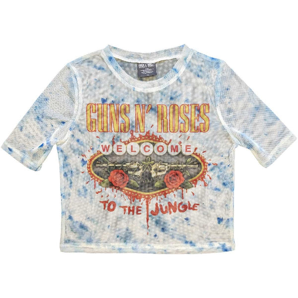 Guns N' Roses Ladies Crop Top: Welcome To The Jungle LV (Mesh)