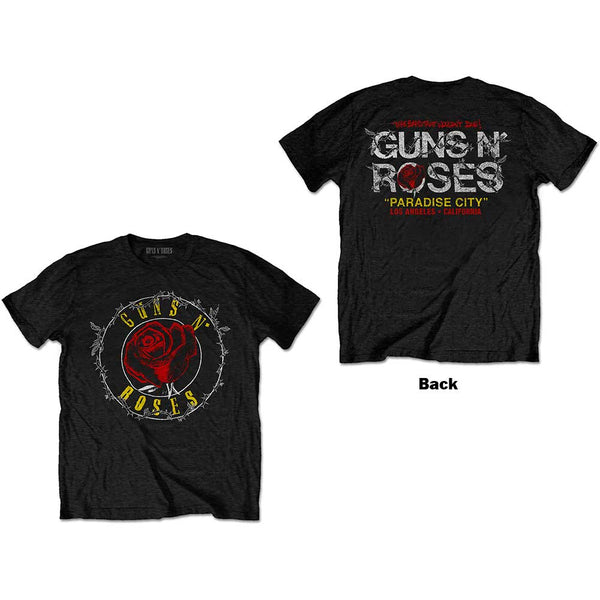 Guns N' Roses | Official Band T-Shirt | Rose Circle Paradise City (Back Print)