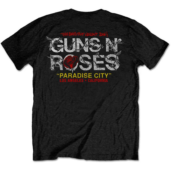 Guns N' Roses | Official Band T-Shirt | Rose Circle Paradise City (Back Print)