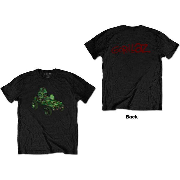 Gorillaz | Official Band T-Shirt | Group Green Jeep (Back Print)