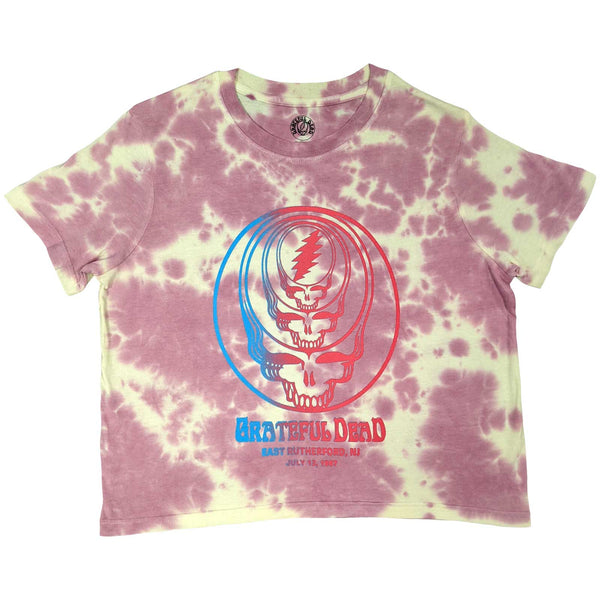 Grateful Dead Ladies Crop Top: Concentric Skulls (Wash Collection)