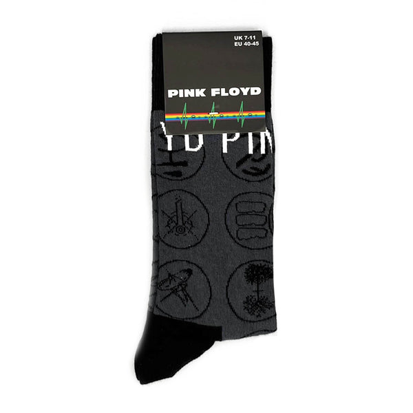 Pink Floyd Gift set with boxed Coffee Mug, Keyring, Fridge Magnet, Sew on Patch and Socks (UK size 7-11, US size 8-12)