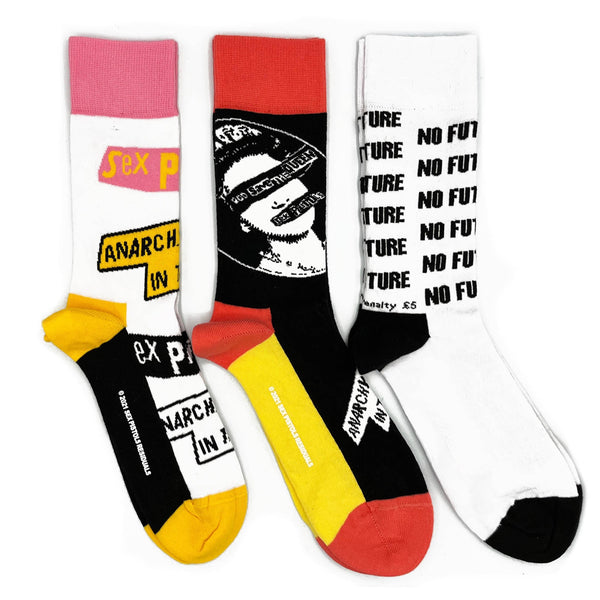 Sex Pistols Socks 3 Pack - Adult UK 7-11 (EU 41-46, US 8-12)