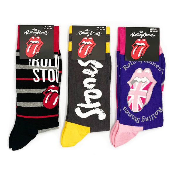 The Rolling Stones Socks 3 Pack (No Filter)- Adult UK 7-11 (EU 41-46, US 8-12)