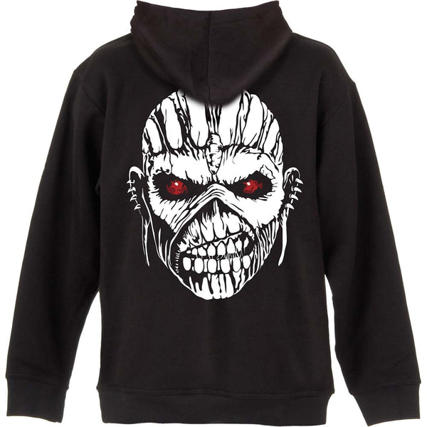 Iron Maiden Unisex Zipped Hoodie: Eddie Axe (Back Print)