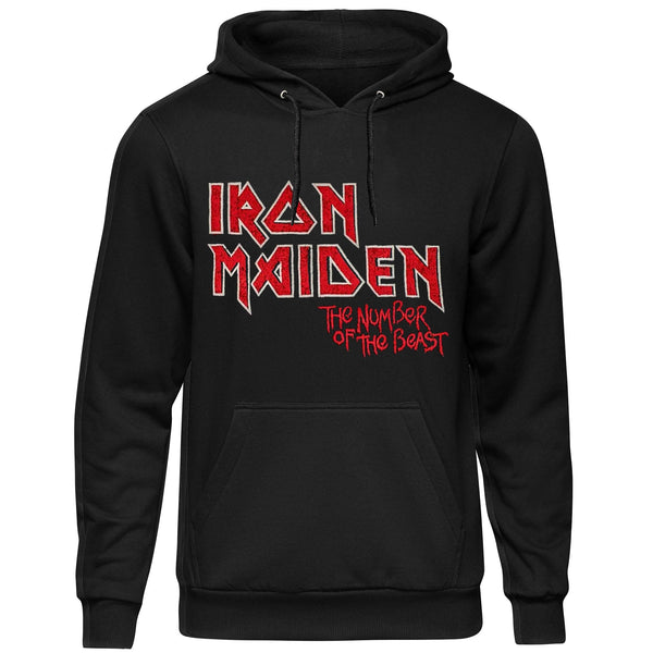 Iron Maiden Unisex Pullover Hoodie: Number of the Beast Vintage Logo Faded Edge Album (Back Print)