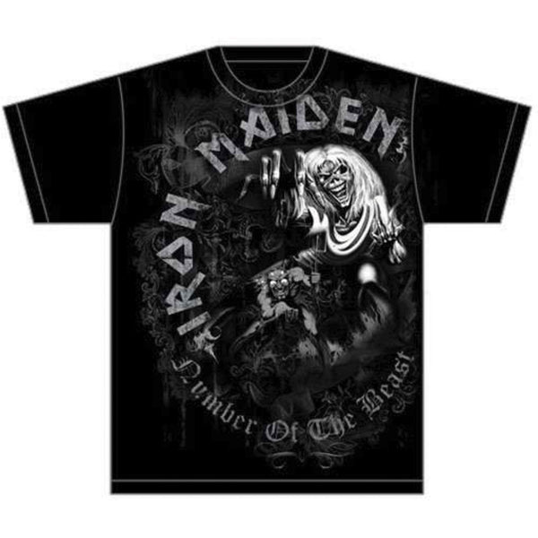 Iron Maiden Unisex T-Shirt: Number of the Beast Grey Tone