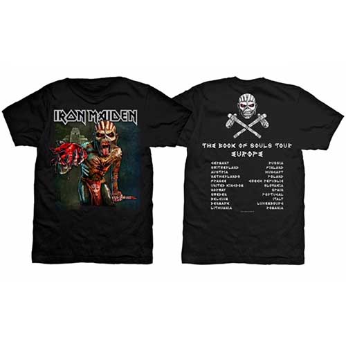 Iron Maiden Unisex Premium T-Shirt: The Book of Souls European Tour (Version 1)