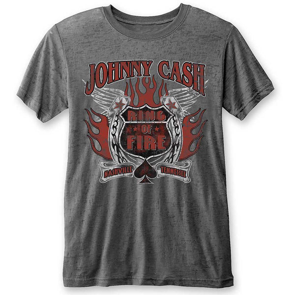 Johnny Cash Unisex Fashion T-Shirt: Ring of Fire (Burn Out)