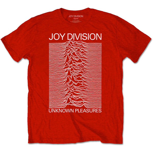 Joy Division | Official Band T-Shirt | Unknown Pleasures White On Red