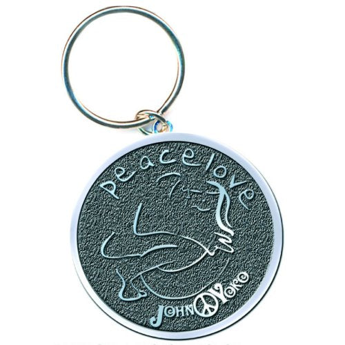 John Lennon Keychain: Peace & Love (Die-cast Relief)