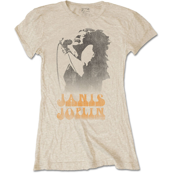 Janis Joplin  | Official Ladies T-shirt |  Working The Mic