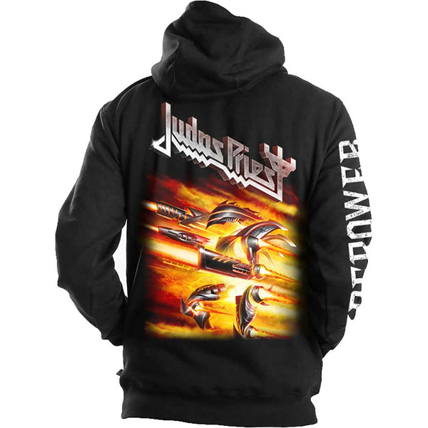 Judas Priest Unisex Zipped Hoodie: Firepower (Back Print)
