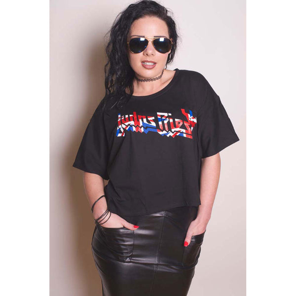 Judas Priest Ladies Fashion T-Shirt: Union with Boxy Styling and Glitter Print Application