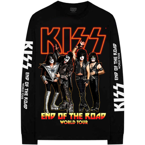 KISS Unisex Long Sleeved T-Shirt: End Of The Road Tour (Back & Arm Print)