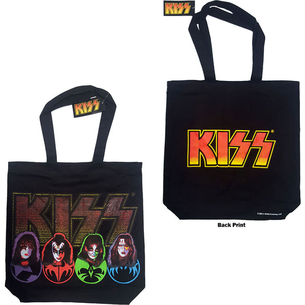 KISS Cotton Tote Bag: Faces & Logo (Back Print)